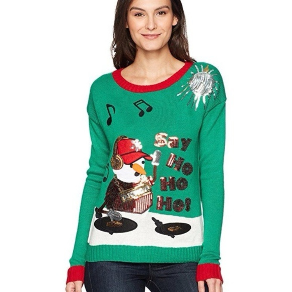 It’s Our Time DJ Snowman Light Up Ugly Christmas Sweater Women’s XL